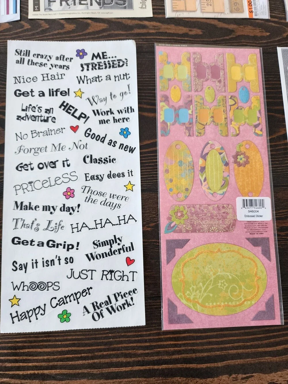Scrapbooking Stickers Lot of 14 Jumbo Sheets Words Phrases MAMBI New Retired #22